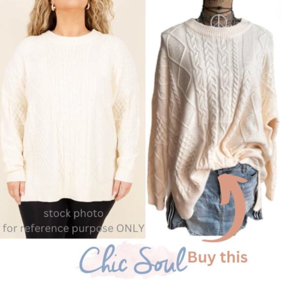 Chic Soul Sweaters - NWOT - CHIC SOUL Wooly Wonder Sweater, Cream - women's - PLUS SIZE 1X